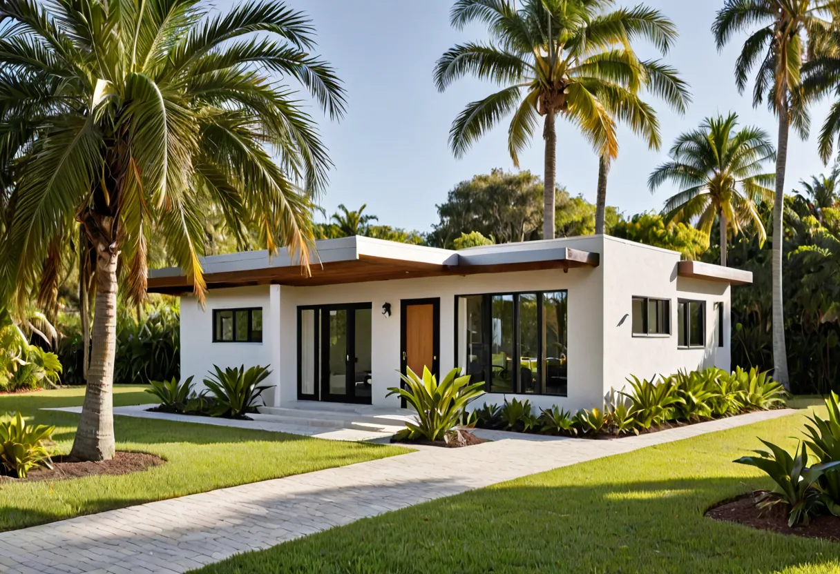 A detached accessory dwelling unit in the garden of a Fort Lauderdale home