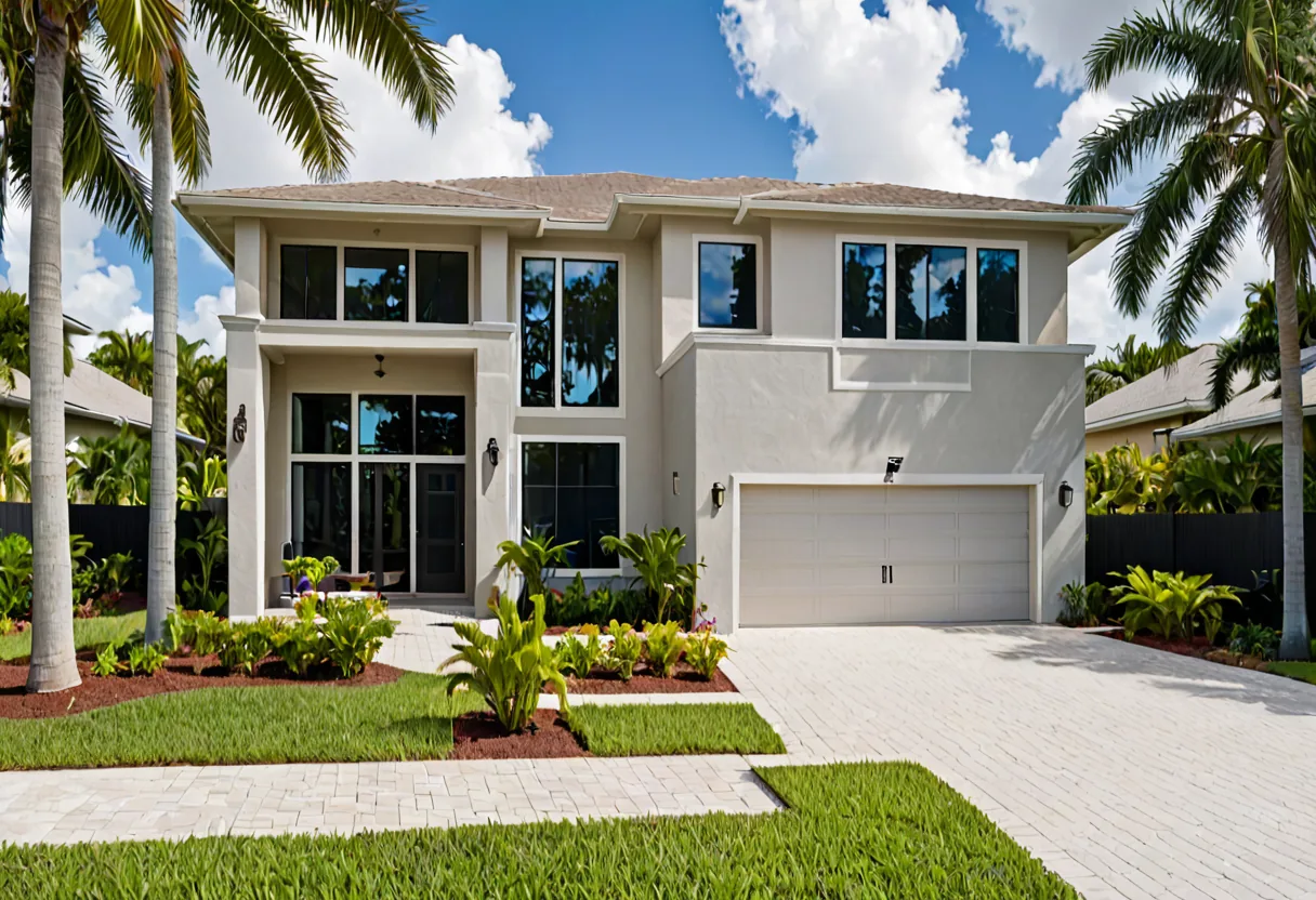 Coastal-grade fixtures and finishes on a Florida home exterior