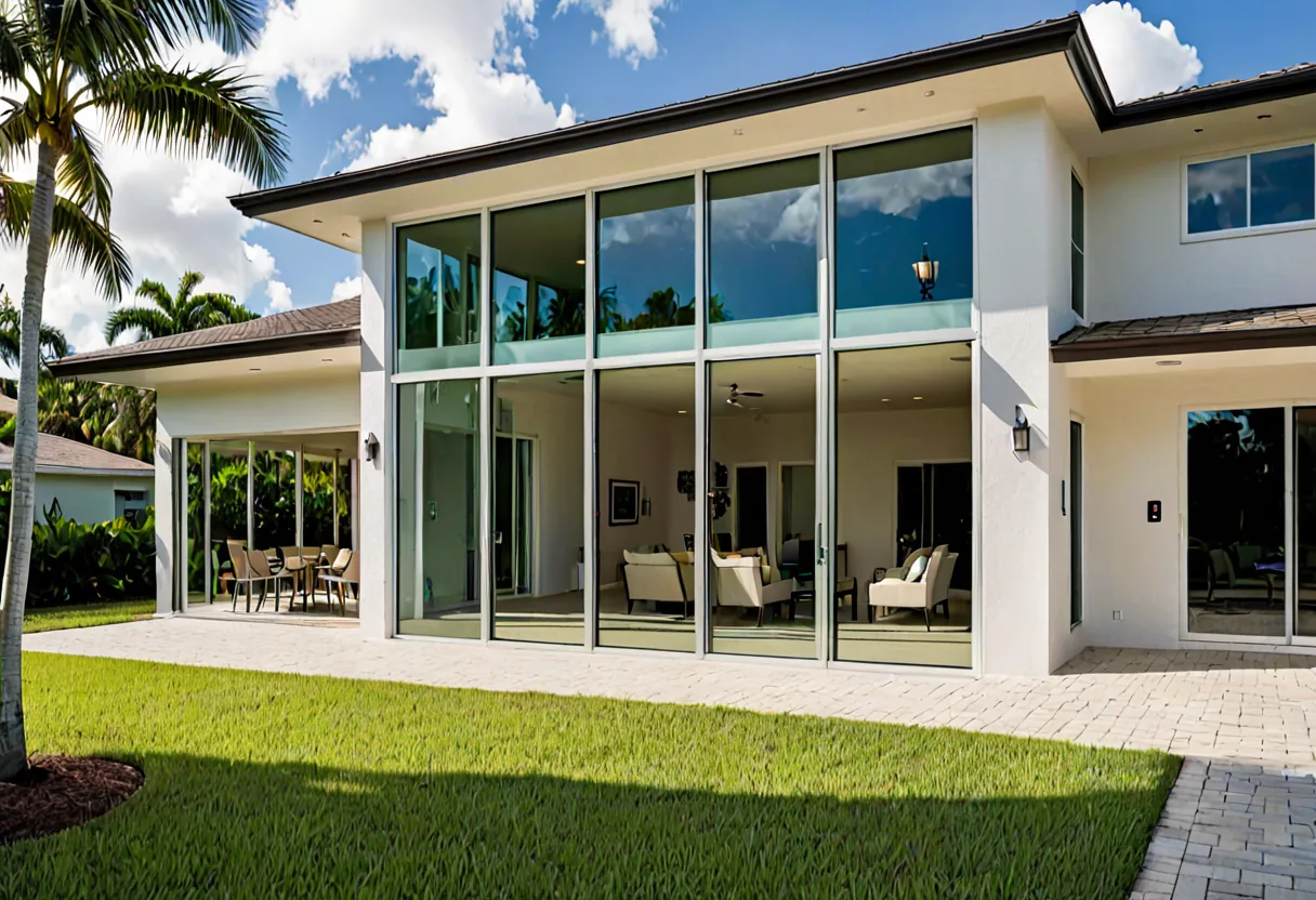 Impact-rated glazing and reinforced openings on a Florida home