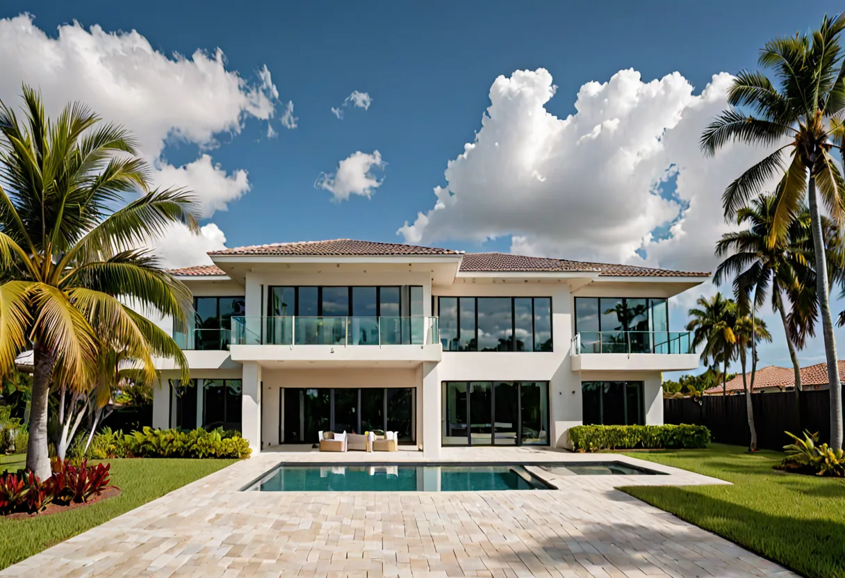 A modern Fort Lauderdale home with impact-rated windows and a tile roof