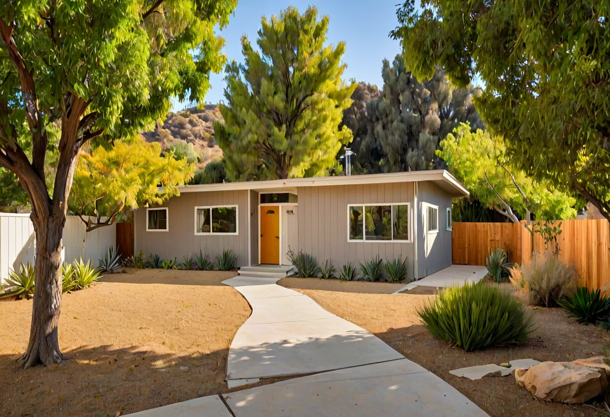 A detached accessory dwelling unit in a San Fernando Valley backyard