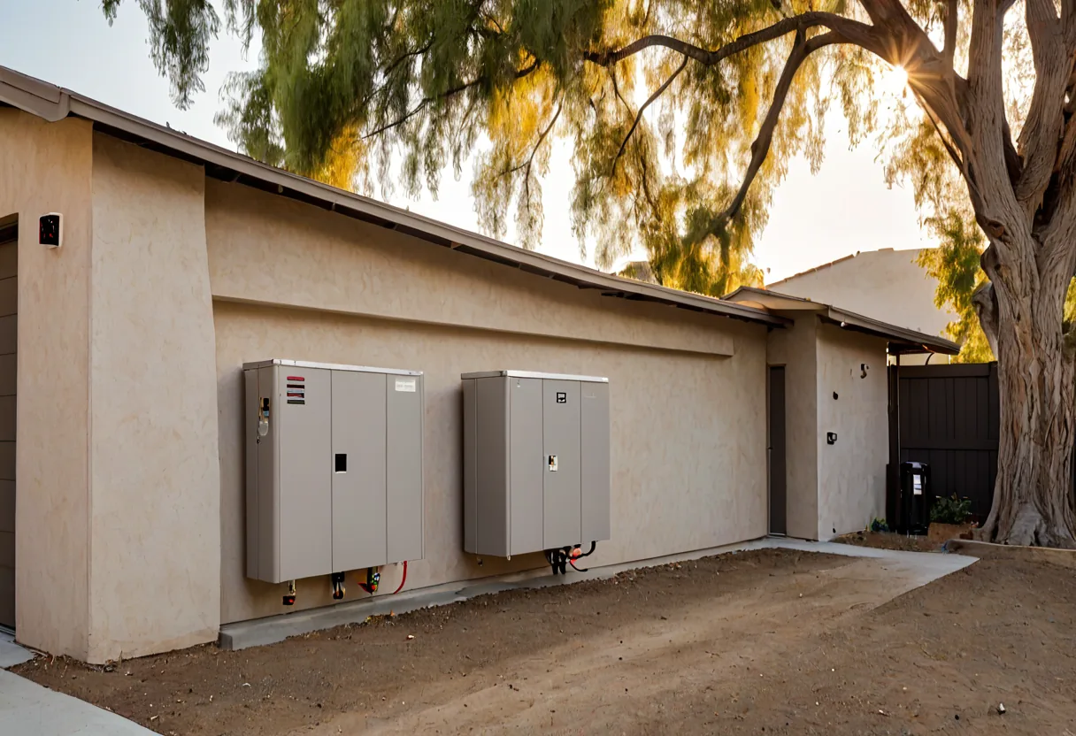 A home battery storage system installed on a California house