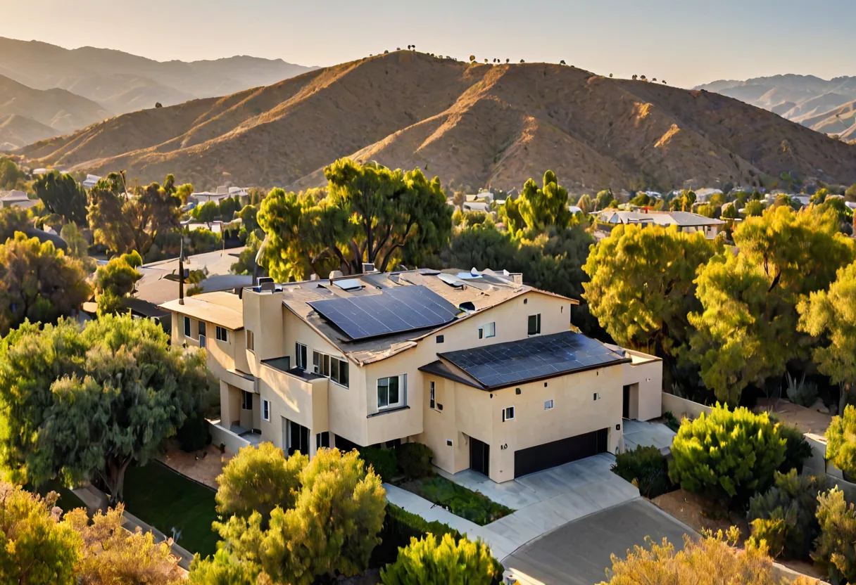 A San Fernando Valley home with rooftop solar panels