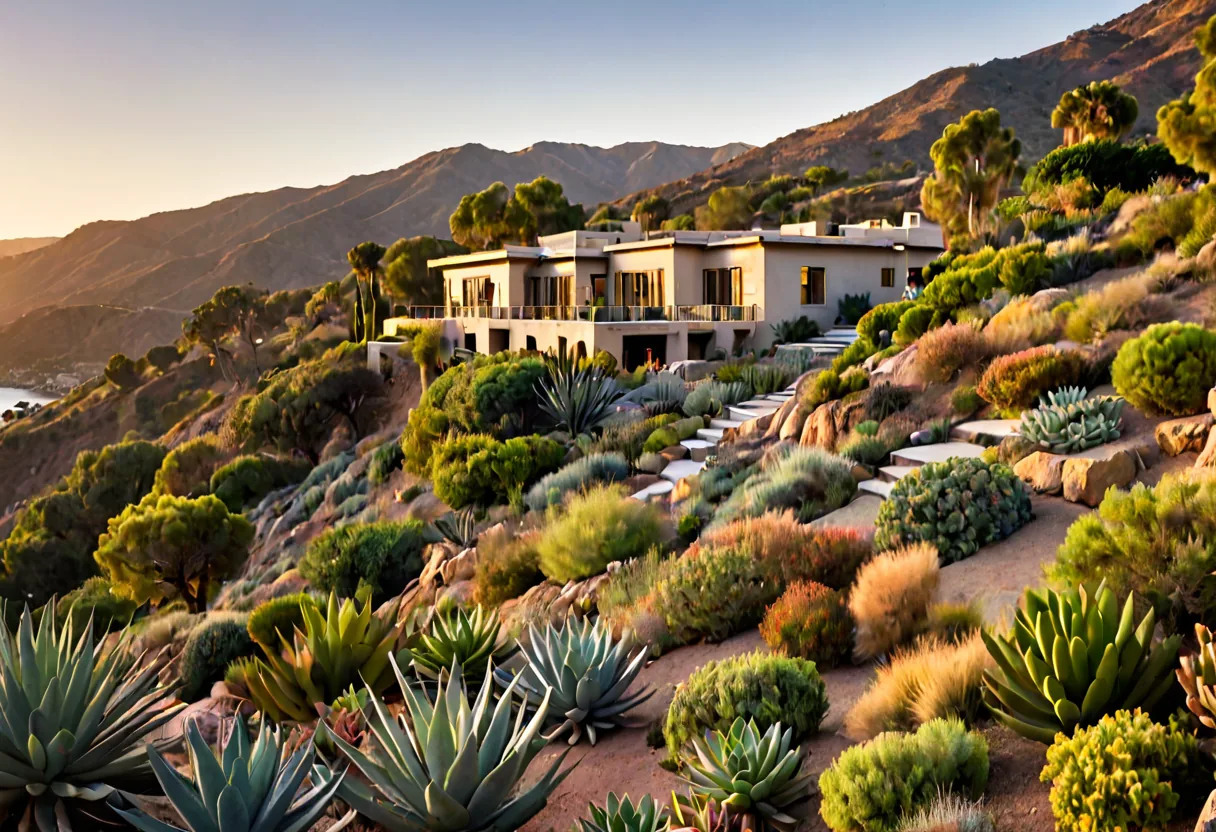 A San Diego home on a canyon edge with terraced landscaping