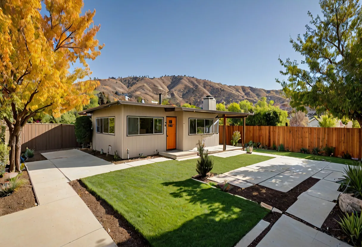 A detached accessory dwelling unit in a San Fernando Valley backyard
