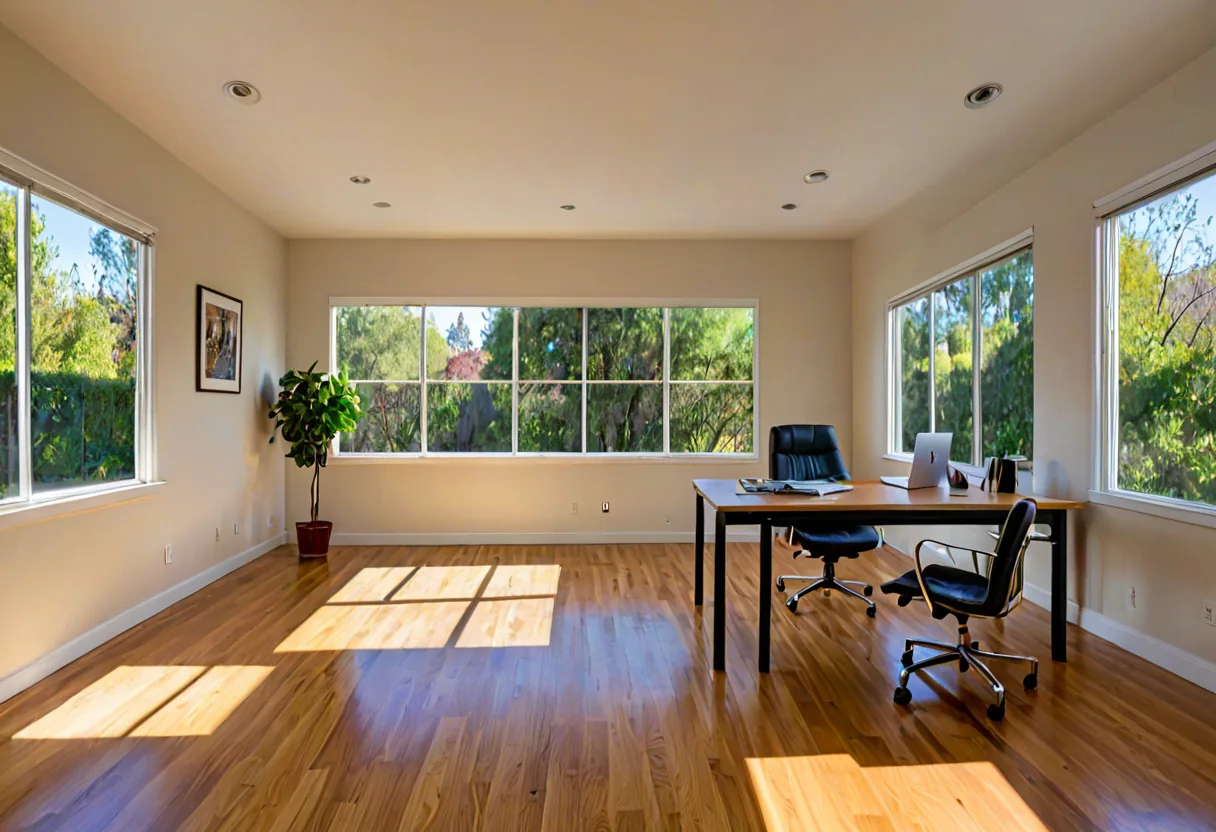 A converted garage now a bright home office
