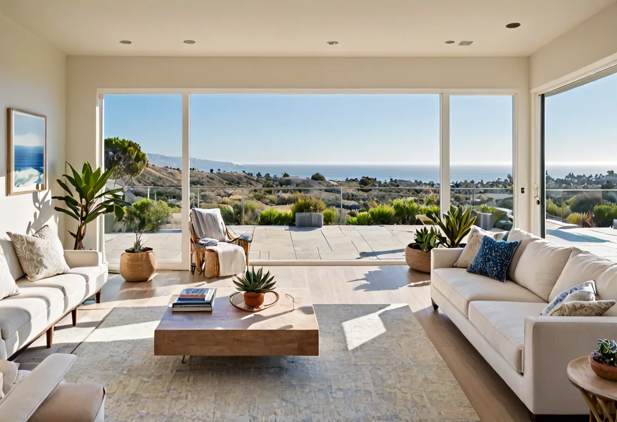A freshly painted bright interior in a California coastal home