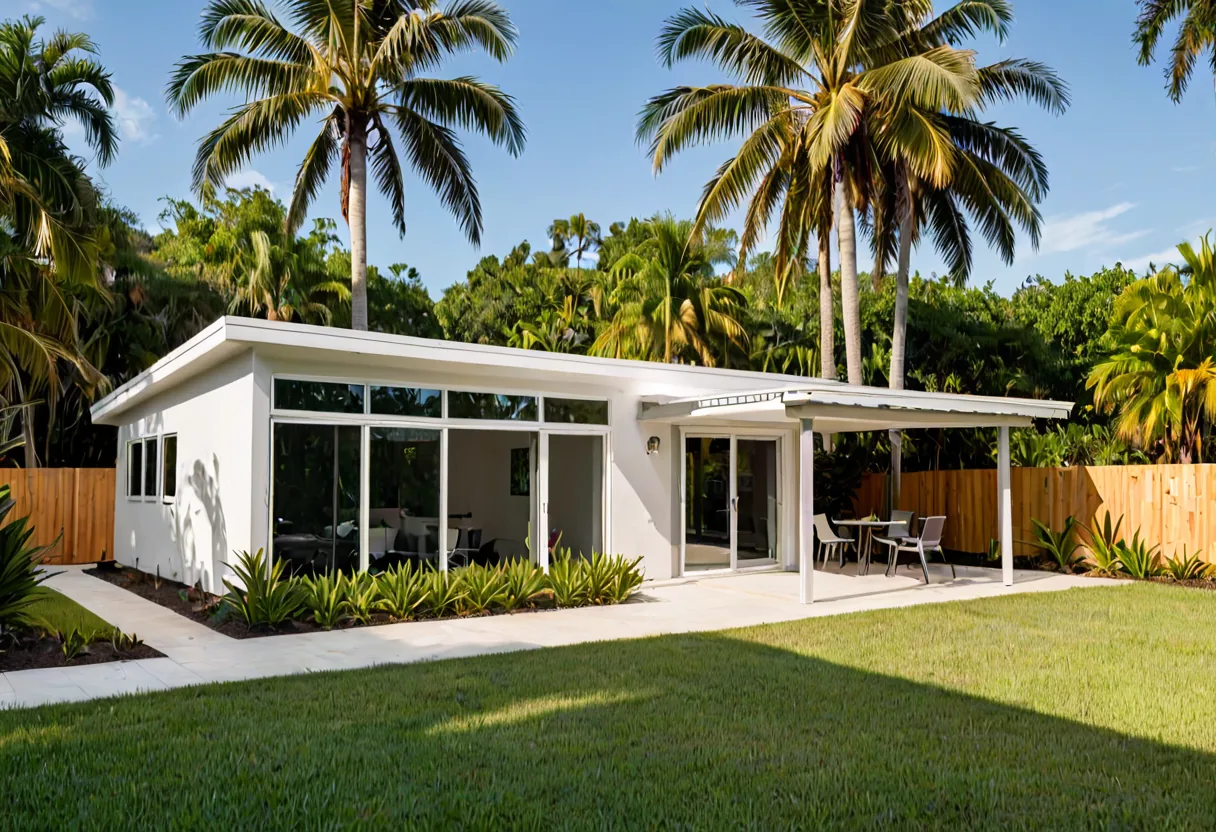 A detached accessory dwelling unit in a Florida backyard