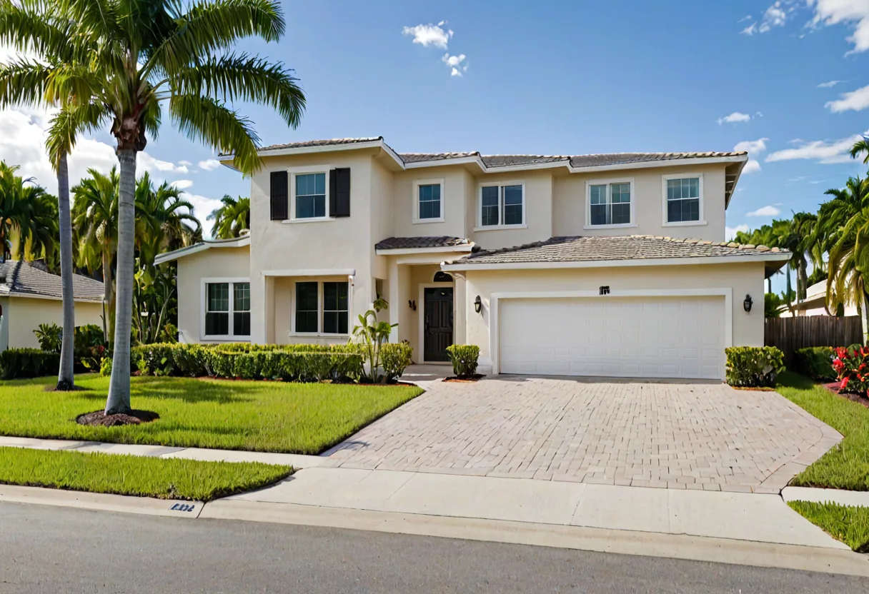 The freshly painted stucco exterior of a Florida home