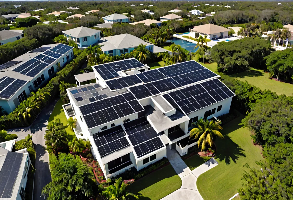 Neat rows of solar panels across a Florida rooftop