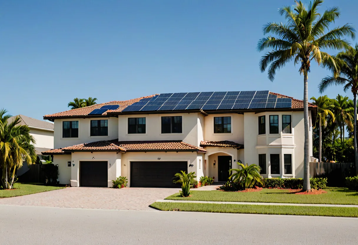 Solar panels across the tile roof of a Florida home